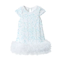 Kleinkinder Mädchen Kleid in Weiß mit bunten Pailletten und mehrlagigem Tüllrock - 120cm / Weiß