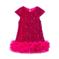 Girls hot pink sequin party dress with layered tulle skirt for birthday celebrations - Rose Red (Autumn/Winter Style) / 120cm