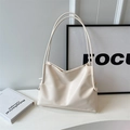 Bolso tote grande beige minimalista con detalles de nudos laterales para oficina - Blanco Roto
