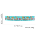 Detail view of Feliz Cumpleaños banner showing 30cm height and 2m length measurements - Blue