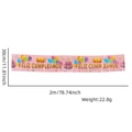 Pink Feliz Cumpleaños birthday banner with foil tassels and festive party patterns - Pink