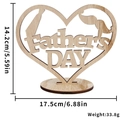 Hollow heart-shaped wooden Father's Day ornament with beard and tie icons on white base - Father's Day Tie and Mustache Style