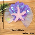 Purple sequin shell hair clip with pink glitter starfish and white mesh for kids - Purple Sequin Shell