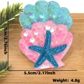 Pink and blue sequin shell hair clip with blue starfish detail for girls - Blue and Pink Sequin Shell