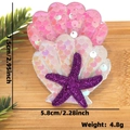 Pink sequin shell hair clip with purple glitter starfish for ocean theme party - Pink Iridescent Sequin Shell