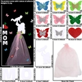 Kit adesivi murali Festa della Mamma con lettere MOM e farfalle glitterate colorate - Stile Madre Gonna Rosa