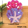 Pink and purple sequin shell hair clip with glitter starfish for ocean themed parties - Rose Red and Purple Sequin Shell