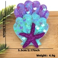 Sparkly sequin shell and purple starfish hair clip for ocean theme birthday parties - Purple and Blue Sequin Shell