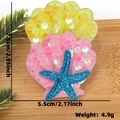 Glittery starfish and colorful shell hair clip for kids summer ocean theme party - Yellow and Pink Sequin Shell
