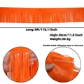 Orange metallic foil fringe curtain 3m x 30cm with adhesive tape for party decor - 30x300cm / Orange