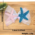 Ocean starfish bow hair clips for girls in pink and teal colors with glitter details - Pink and Blue Starfish