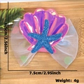 Purple shell and blue starfish hair clip with white mesh, size 7.5x6.5cm for girls - Hair Clip / Dreamy Purple Shell