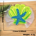 Green shell and blue glitter starfish hair clip with white mesh and 7.5cm size detail - Hair Clip / Dreamy Green Shell
