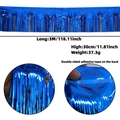 3M blue metallic fringe curtain for party decor with self-adhesive backing details - 30x300cm / Blue