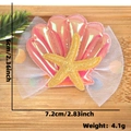 Pink sequin shell and yellow starfish hair clip with white mesh, 7.2cm wide - Hair Clip / Dreamy Pink Shell