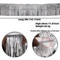 Silver metallic tinsel fringe curtain banner 3M length for party wall decoration - 30x300cm / Silver