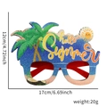 Blue glittery Hello Summer party glasses with palm trees and sun for tropical beach theme - One Size / Hello Summer Palm Tree