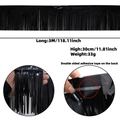 Black foil fringe curtain 30x300cm with adhesive tape for party background decor - 30x300cm / Black