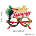 Detail of tropical party glasses with Hello Summer text, toucan, palm leaves and measurements - One Size / Toucan Palm Leaf