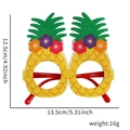 Detailed view of yellow glitter pineapple party glasses with floral decor and dimensions - One Size / Pineapple Style