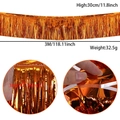 3m orange metallic tinsel fringe curtain for party decoration with adhesive tape backing - 30x300cm / Bronze