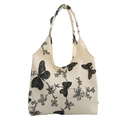 Borsa tote in tela floreale con ricamo a farfalla nera e design in pizzo bianco - Arcobaleno