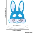 Blaue Glitzer-Hasenmaske für Ostern mit weißem Gummiband und Größenangaben - Einheitsgröße / Blaue Hasenmaske