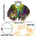 Size chart showing gold, purple, and green tinsel tassel cape for festivals and masquerades - Shawl / Small / Gold Green Purple
