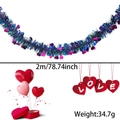 2m metallic tinsel garland with colorful heart sequins for festive party decoration - 2m / Rose Red Heart Blue Green Tinsel