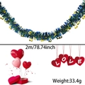 Decorative blue and green heart tinsel garland for Valentine's Day party atmosphere - 2m / Hollow Gold Heart Blue Green Gold Tinsel