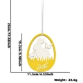 Ornamento pasquale appeso in legno giallo e bianco con sagome di coniglio e farfalla - Stile Coniglio Bianco Farfalla