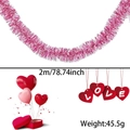 Pink heart tinsel garland with 2m length for Valentine wedding and party decorations - 2m / White Rose Red Tinsel