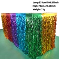 Gonna da tavolo arcobaleno con frange metallizzate per feste, dimensioni 275x75 cm decor - Stile Giuntato Arcobaleno / 75*275cm