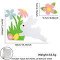 Felt Easter bunny wall sticker set with glitter letters and dimensions 40x33cm - Flower Rabbit Style