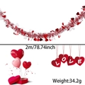 2M Valentine's Day red and white heart-shaped tinsel garland for romantic party decor - 2m / Red White Heart Tinsel