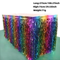 Gonna da tavolo arcobaleno in lamina PET, decorazione per feste con frange da 275 cm - Sfumatura Arcobaleno / 75*275cm