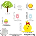 Easter felt sticker kit featuring a cartoon tree, chick, and eggs with dimension details - Easter Egg Chick Style