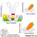 Felt Easter bunny and carrot wall stickers set with glitter details and adhesive dots - Carrot Egg Rabbit Style