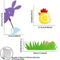 Easter felt wall stickers set featuring purple bunny and yellow chick with dimensions - Purple Rabbit Chick Style