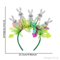 Easter headband with silver glitter bunnies and floral accents measuring 25.5cm height - Tinsel Headband (No Light) / Multiple Silver Rabbits Style