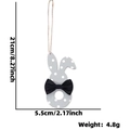Wooden Easter bunny ornament with grey polka dots and black bow, 21cm height - Polka Dot Grey Rabbit (Black Bow)