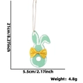 Pendentif lapin de Pâques en bois vert menthe avec nœud jaune et taille 21x5,5cm - Lapin Bleu avec Nœud Jaune