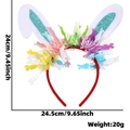 White bunny ear headband with red band and colorful tinsel decorations for Easter party - One Size / Blue Bunny Ear Multicolor