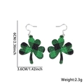 Pendientes de trébol verde de San Patricio con patrón de cuadros y purpurina - Trébol de Cuadros Negro Verde