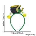 Cerchietto San Patrizio verde con ferro di cavallo quadrifoglio e dettagli pompon - Stile Pentola di Monete d'Oro Ferro di Cavallo Pompon