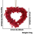 Grande couronne en forme de cœur à paillettes rouges avec dimensions décoratives - Surdimensionné / Rouge