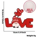 Valentine Love Gnome decorative plaque with glue dots, 15cm x 10.5cm size display - LOVE Gnome Decorative Accessory / With 10 Glue Dots