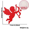 Red Cupid silhouette wall decoration with dimensions 12.2x11cm and 10 glue dots - Cupid Silhouette Decorative Accessory / With 10 Glue Dots