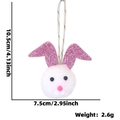 Pendentif lapin de Pâques en peluche avec oreilles pailletées roses, 10,5 cm x 7,5 cm - Lapin Blanc aux Oreilles Roses