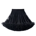 Detail of multi-layered black tulle tutu skirt with elastic waistband and pleated mesh - Black (Full Mesh)